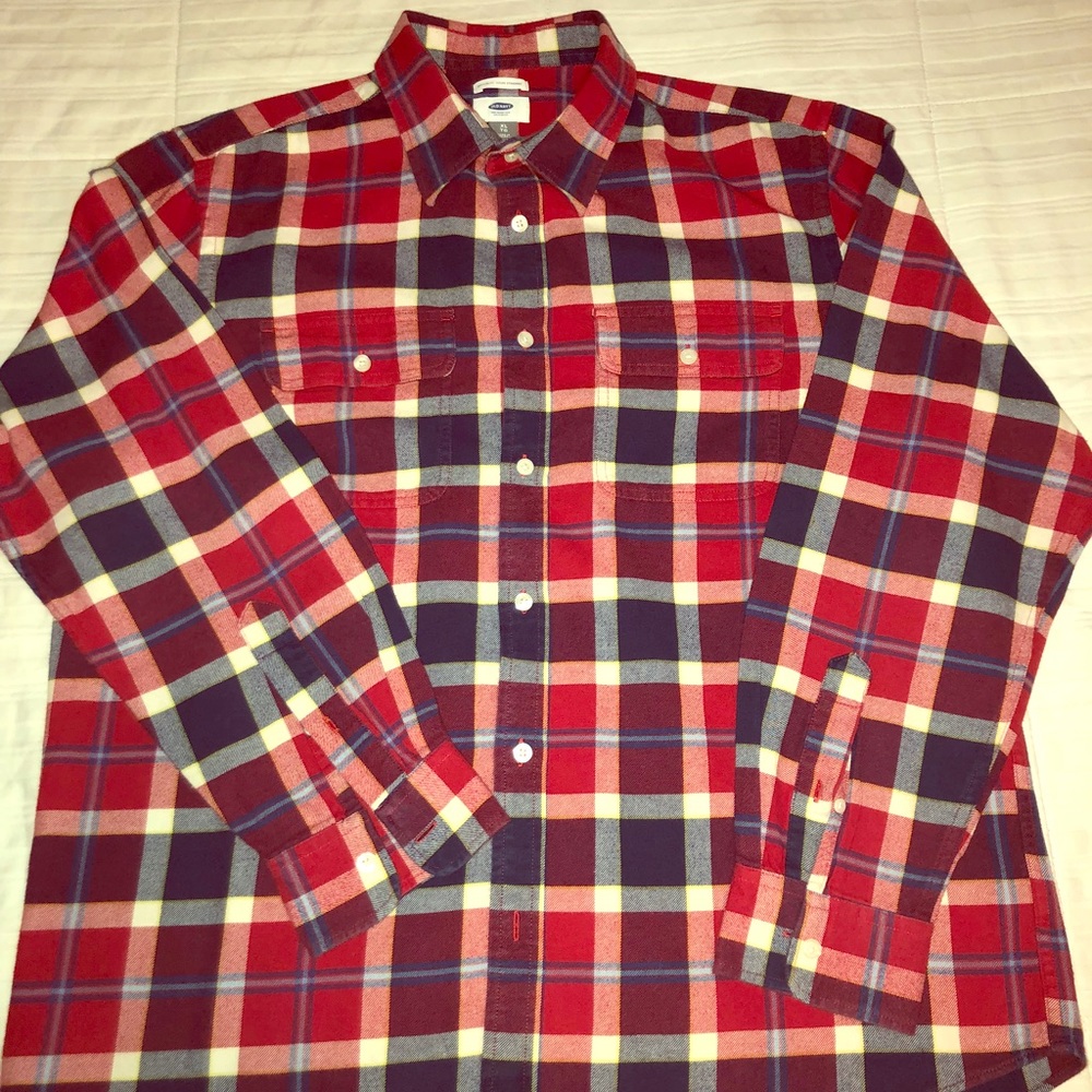 Old Navy Red, White & Blue, Plaid Button Up Shirt